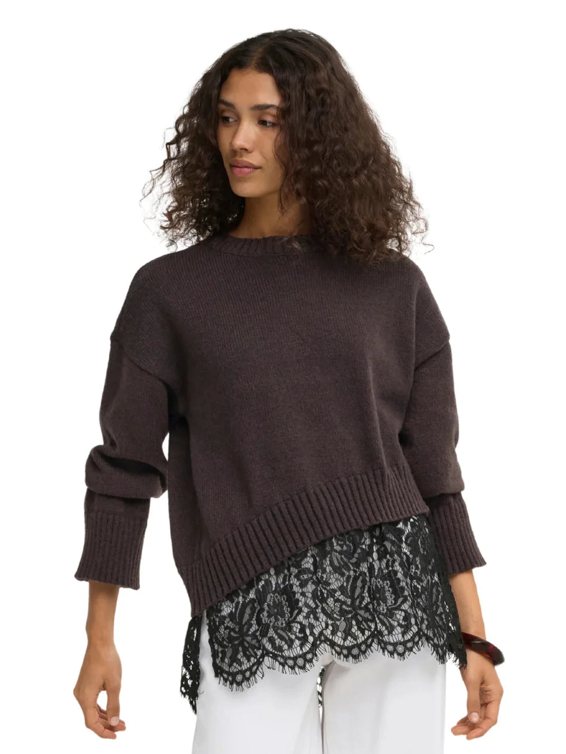 Jersey ONLY Evie Marrón | Bicos de Fío