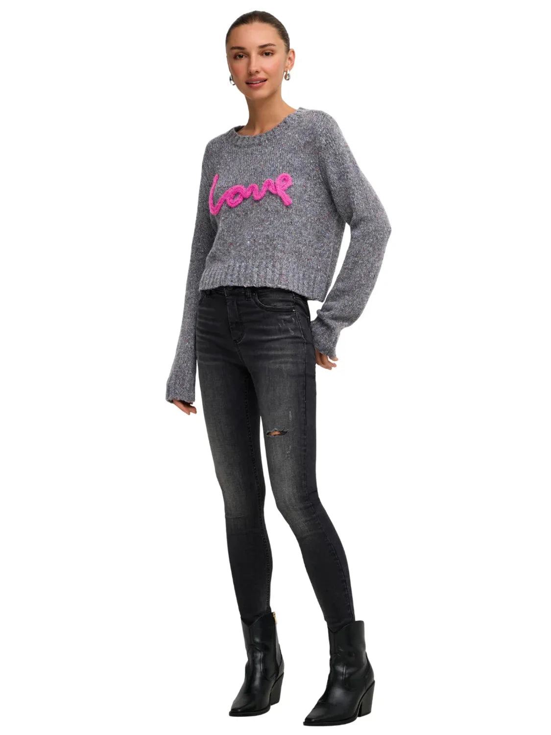 Jersey Cropped ONLY Smilla Love Gris | Bicos de Fío