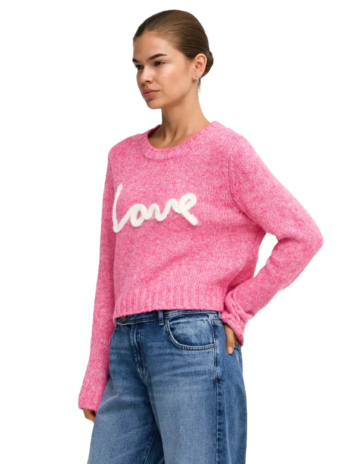Jersey Cropped ONLY Smilla Love Rosa | Bicos de Fío