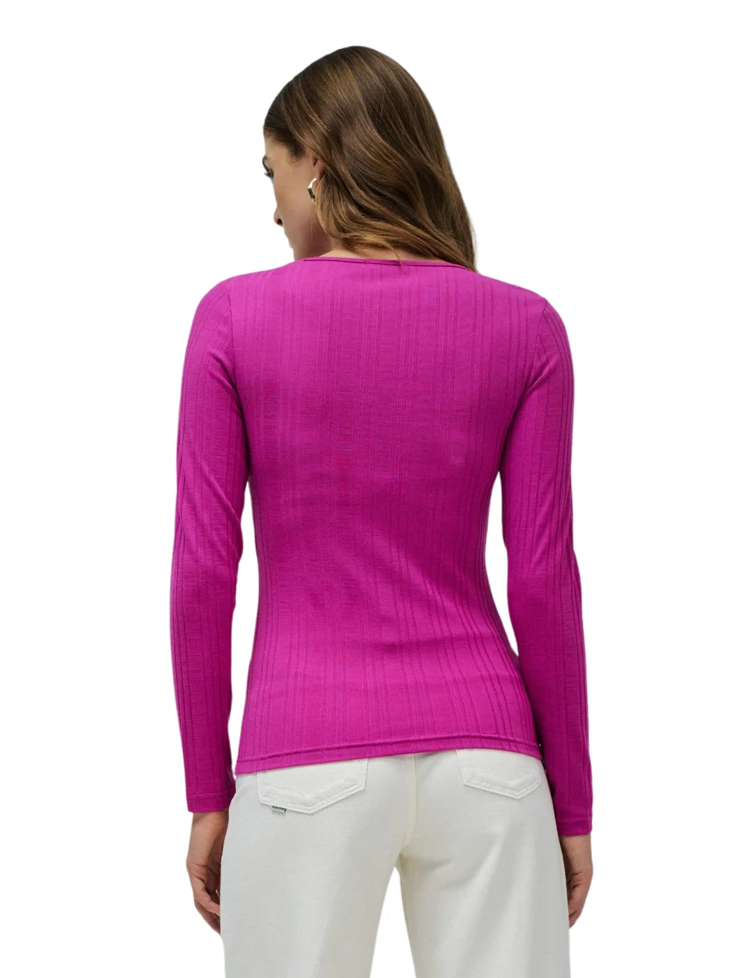 Jersey Acanalado Salsa Jeans Fucsia | Bicos de Fío
