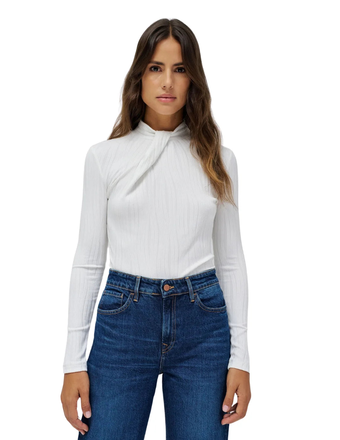Jersey Punto Canalé Salsa Jeans Blanco | Bicos de Fío