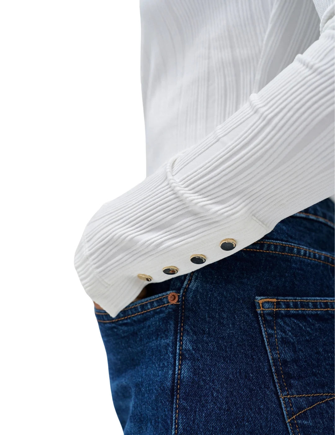Jersey Punto Canalé Salsa Jeans Blanco | Bicos de Fío