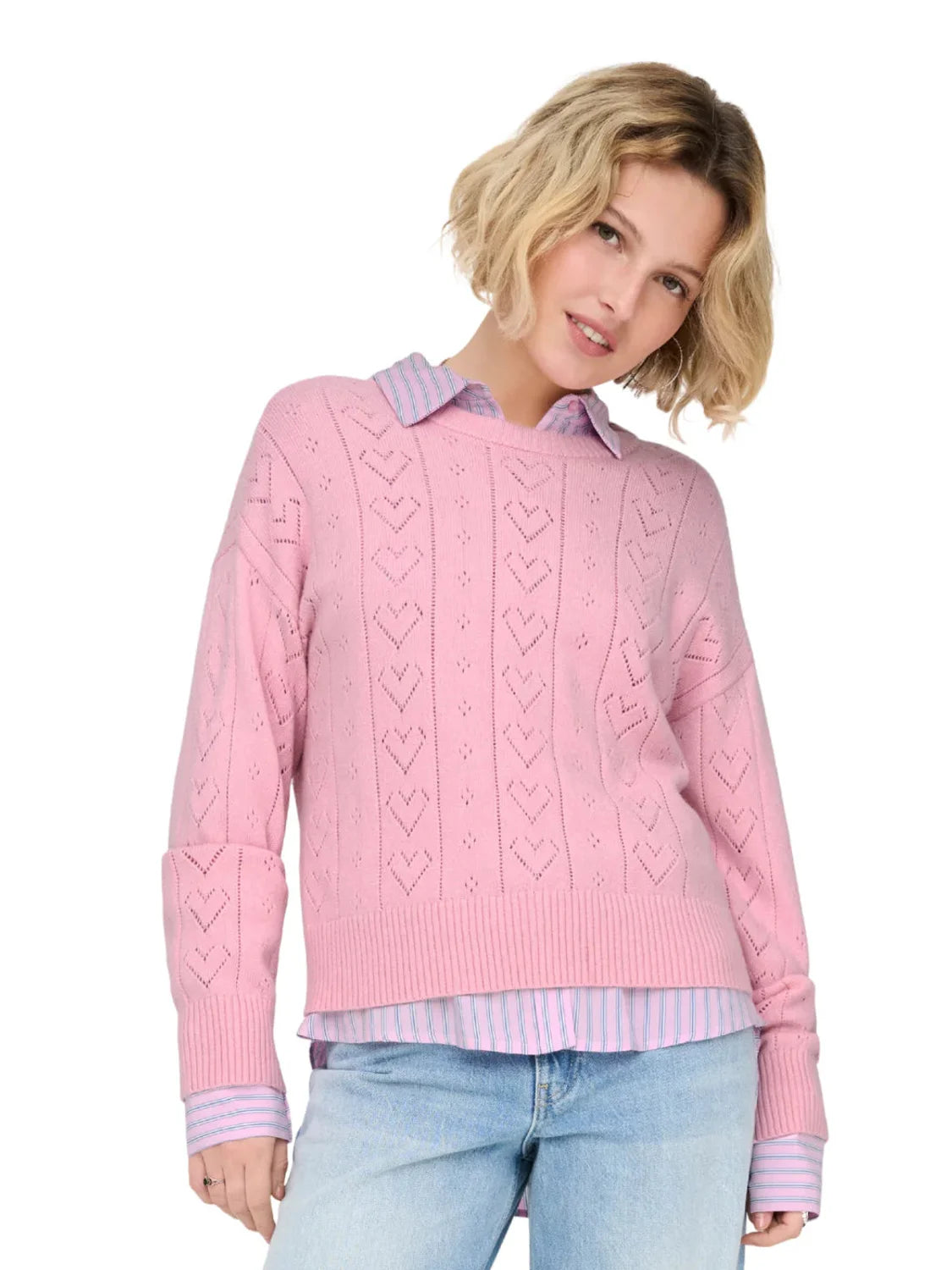 Jersey Corazones ONLY Isa Rosa | Bicos de Fío
