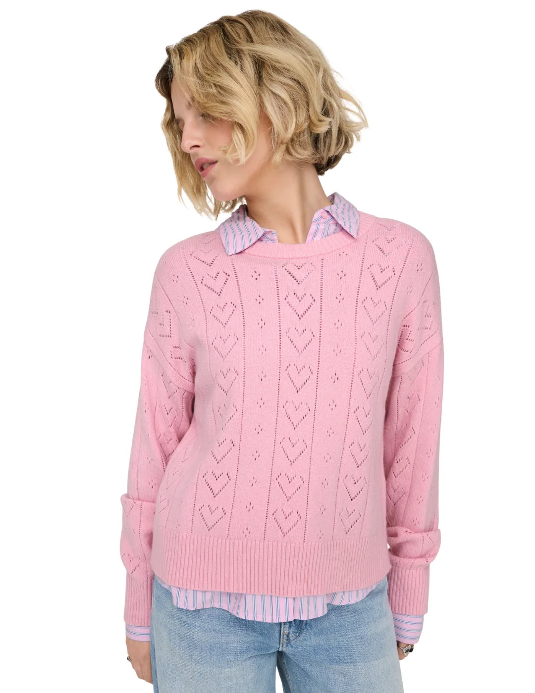 Jersey Corazones ONLY Isa Rosa | Bicos de Fío