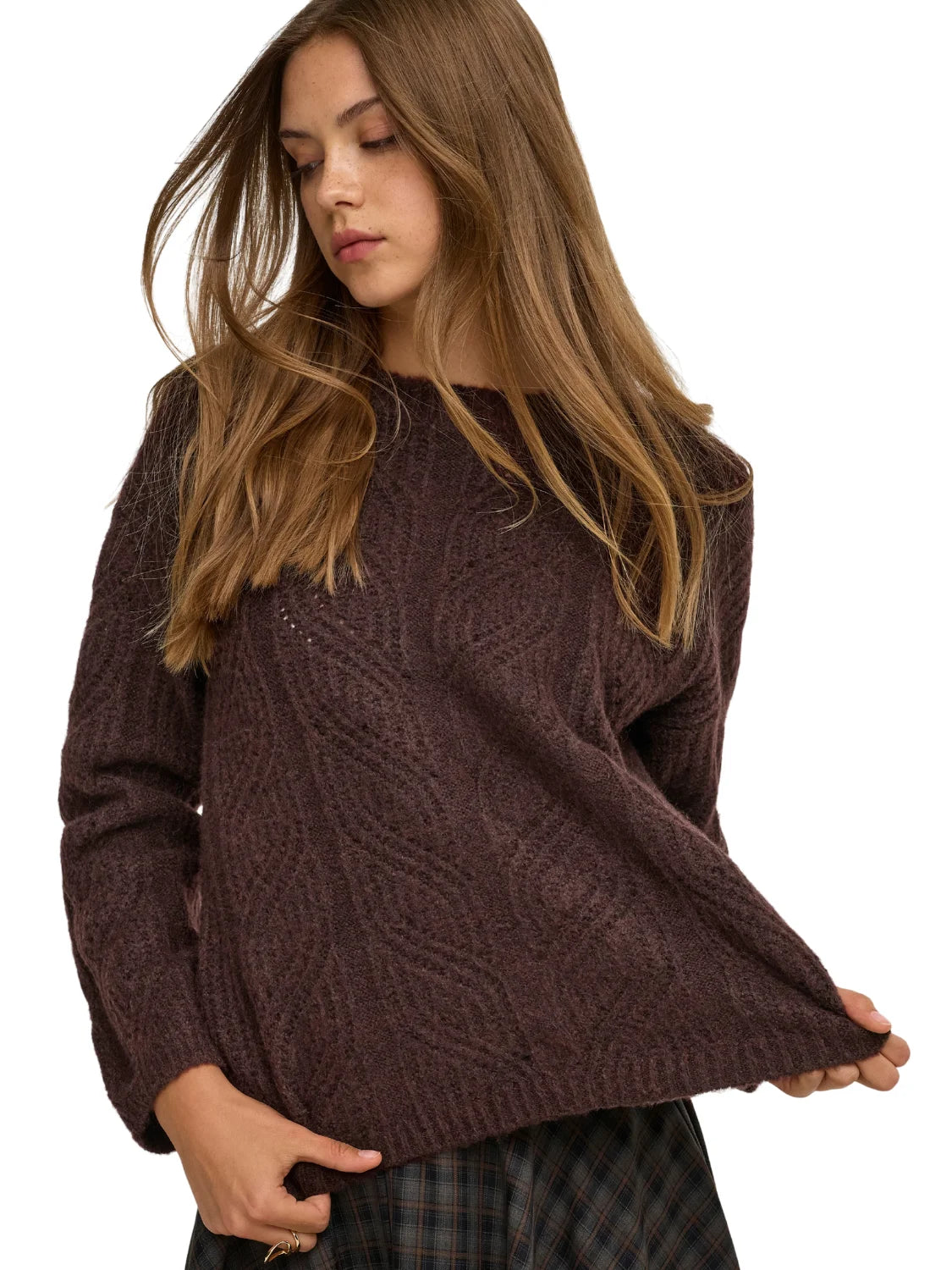 Jersey Punto ONLY Sophie Marrón Fudge | Bicos de Fío