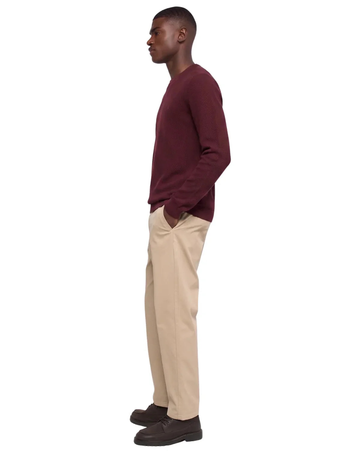 Jersey Punto Waffle Salsa Jeans Granate | Bicos de Fío