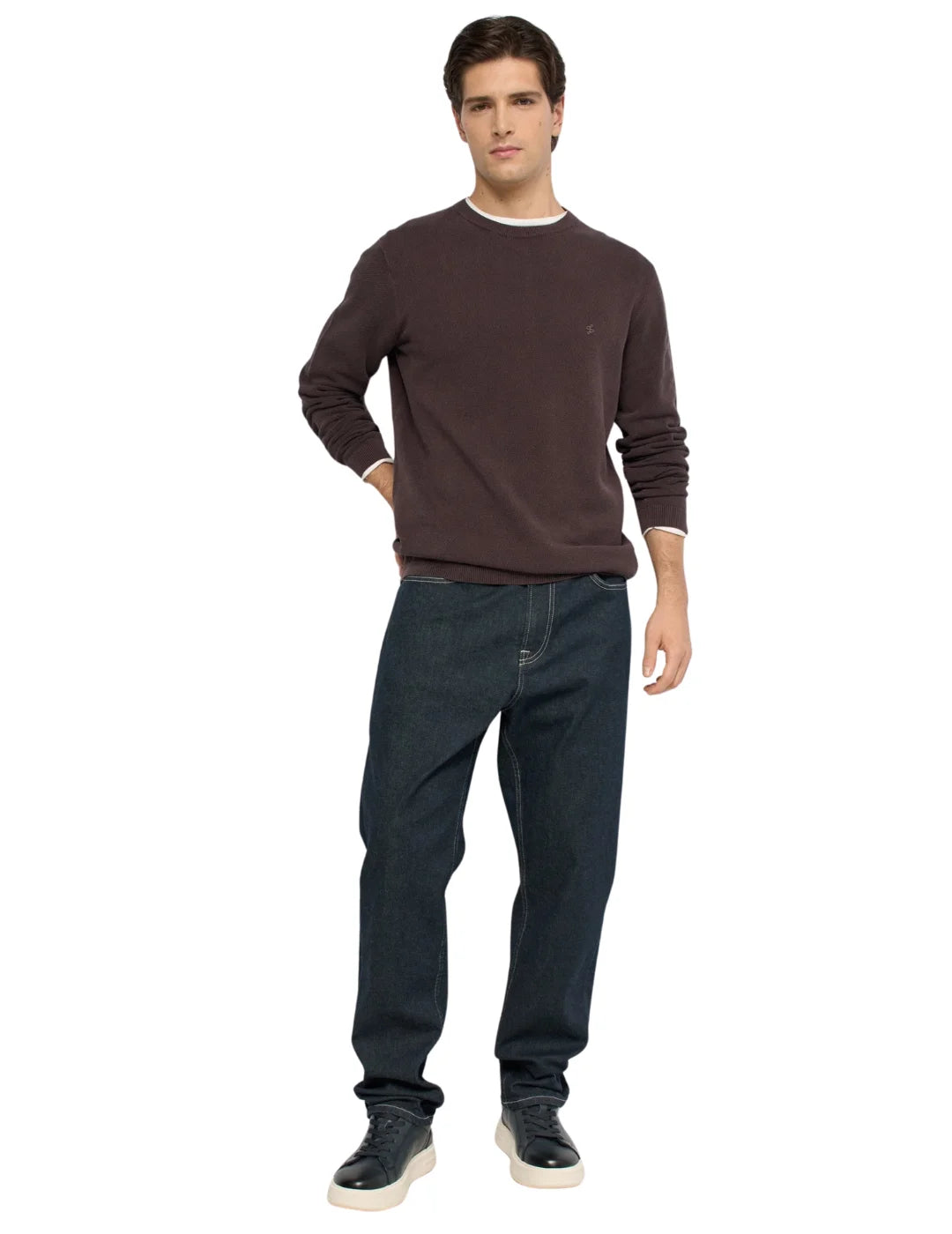Jersey Punto Waffle Salsa Jeans Marrón | Bicos de Fío