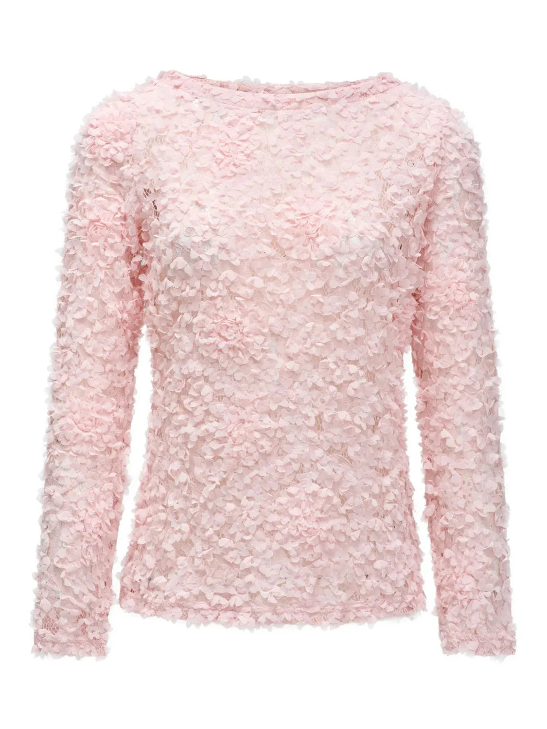 Jersey Salsa Jeans Textura Floral Rosa | Bicos de Fío
