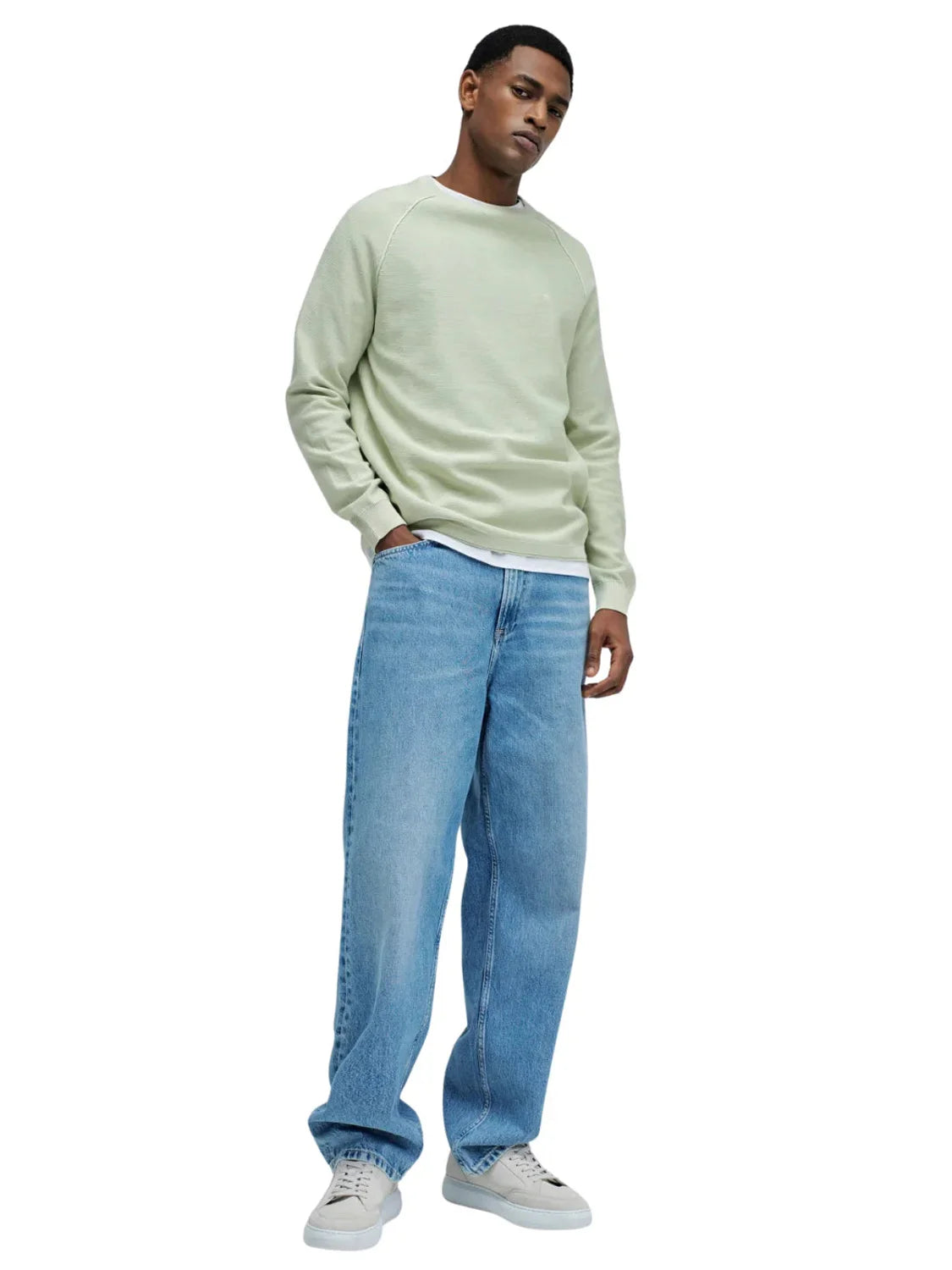 Jersey Salsa Jeans Texturizado Verde Claro | Bicos de Fío