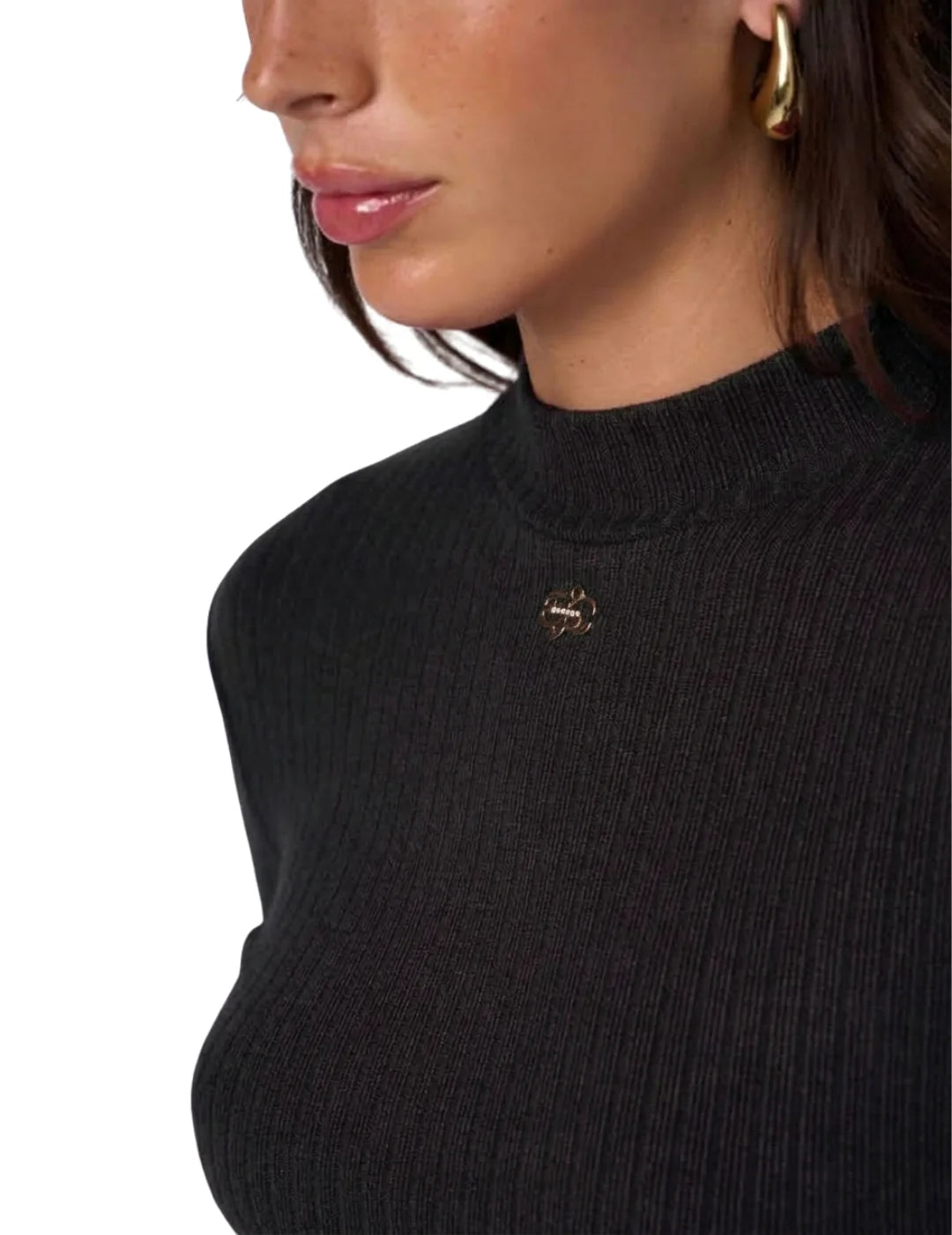 Jersey Turtleneck Canalé Salsa Jeans Negro | Bicos de Fío