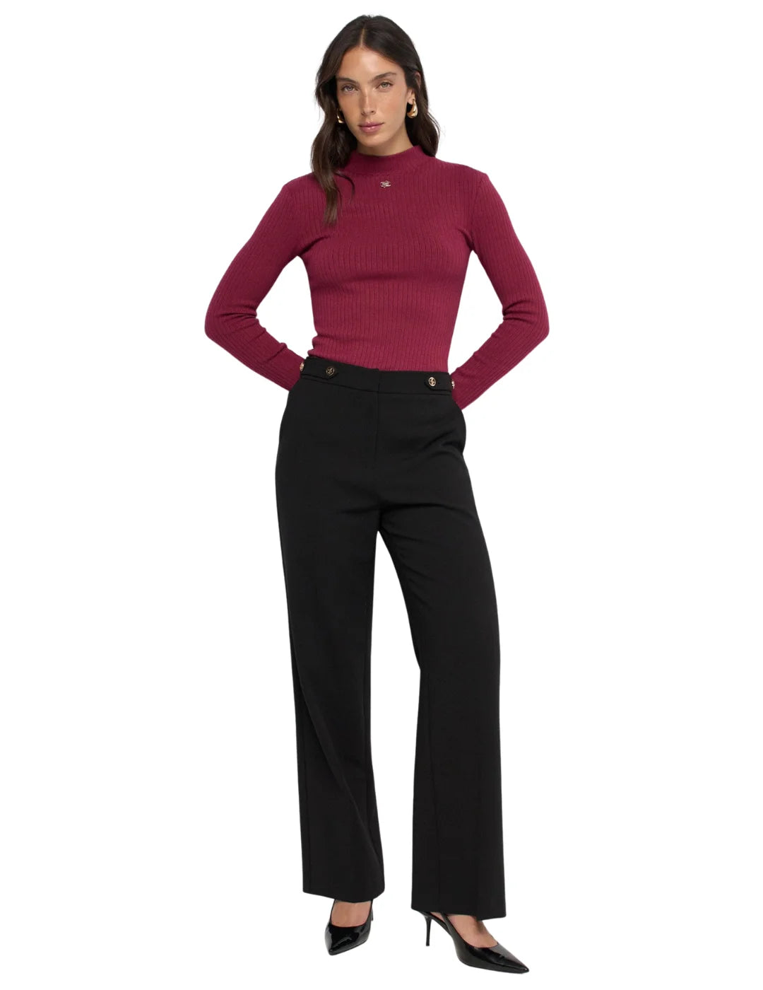 Jersey Turtleneck Canalé Salsa Jeans Granate | Bicos de Fío
