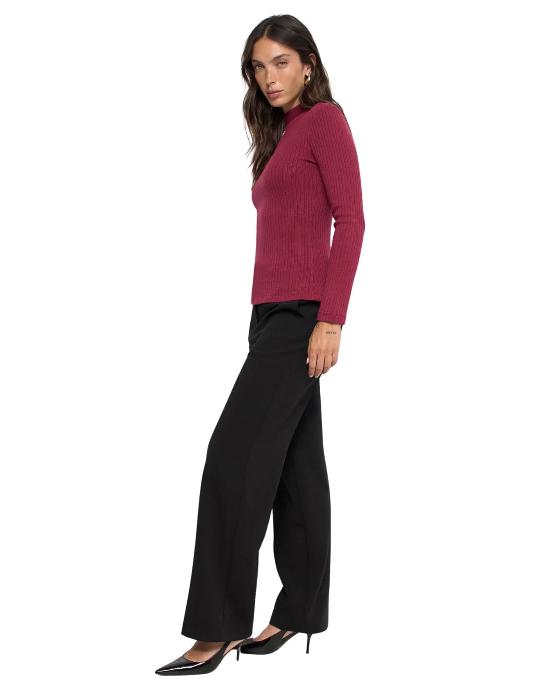 Jersey Turtleneck Canalé Salsa Jeans Granate | Bicos de Fío