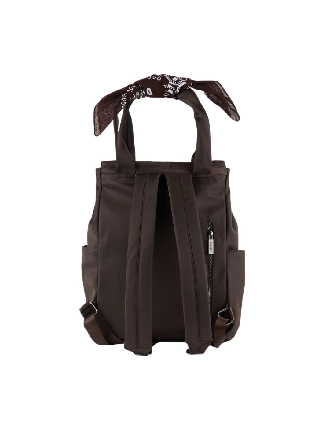 Mochila Nylon Bandana Victoria Marrón | Bicos de Fío