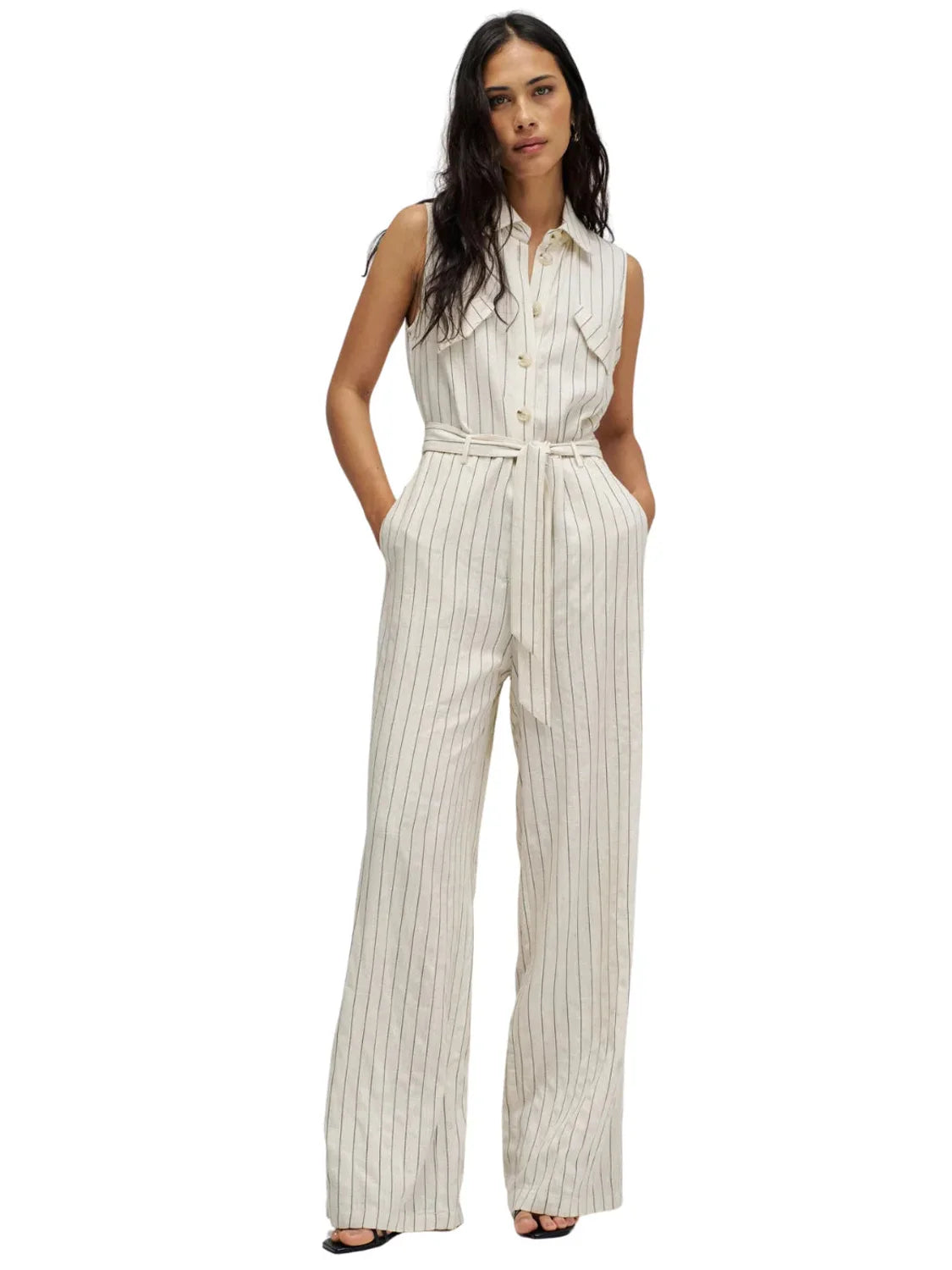 Mono Rayas Lino Salsa Jeans Beige | Bicos de Fío