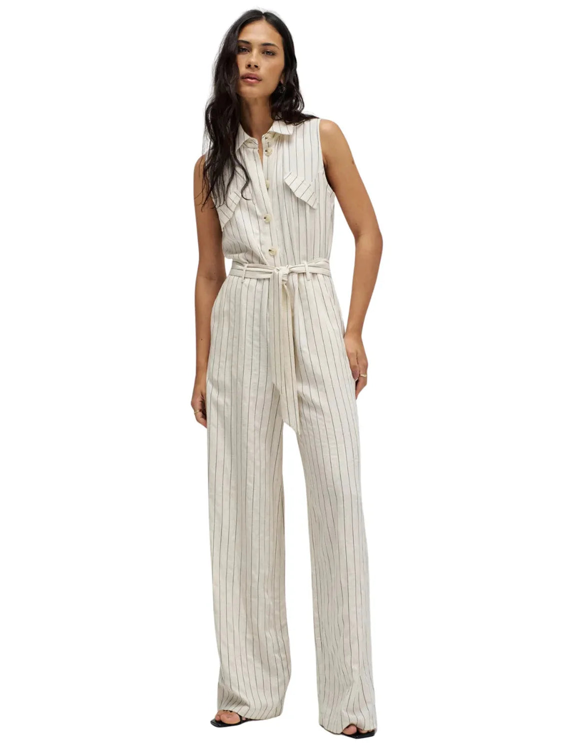 Mono Rayas Lino Salsa Jeans Beige | Bicos de Fío