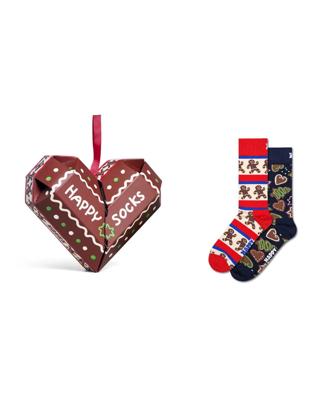 Pack 2 Calcetines Happy Socks Gingerbread Heart | Bicos de Fío