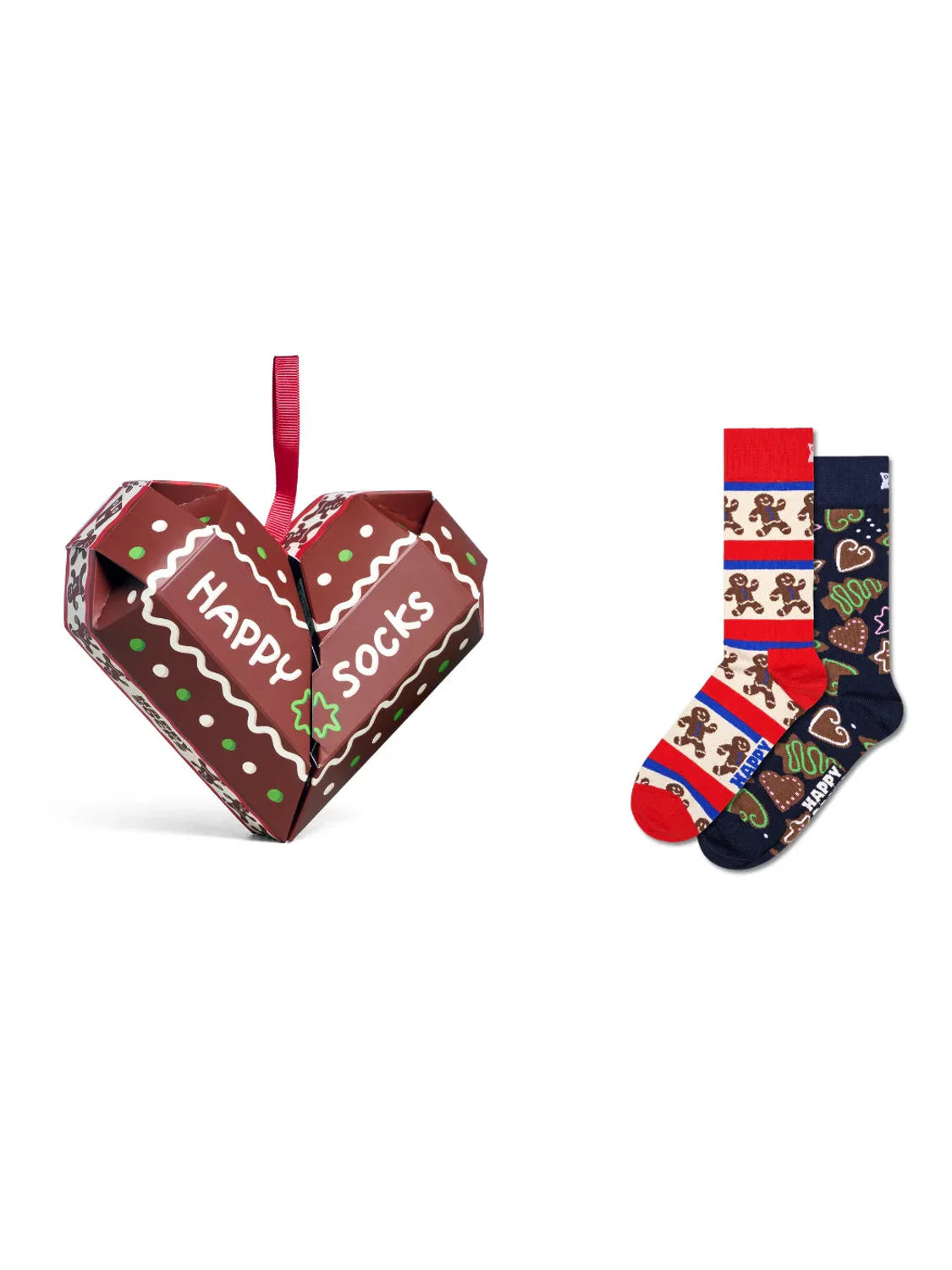 Pack 2 Calcetines Happy Socks Gingerbread Heart | Bicos de Fío