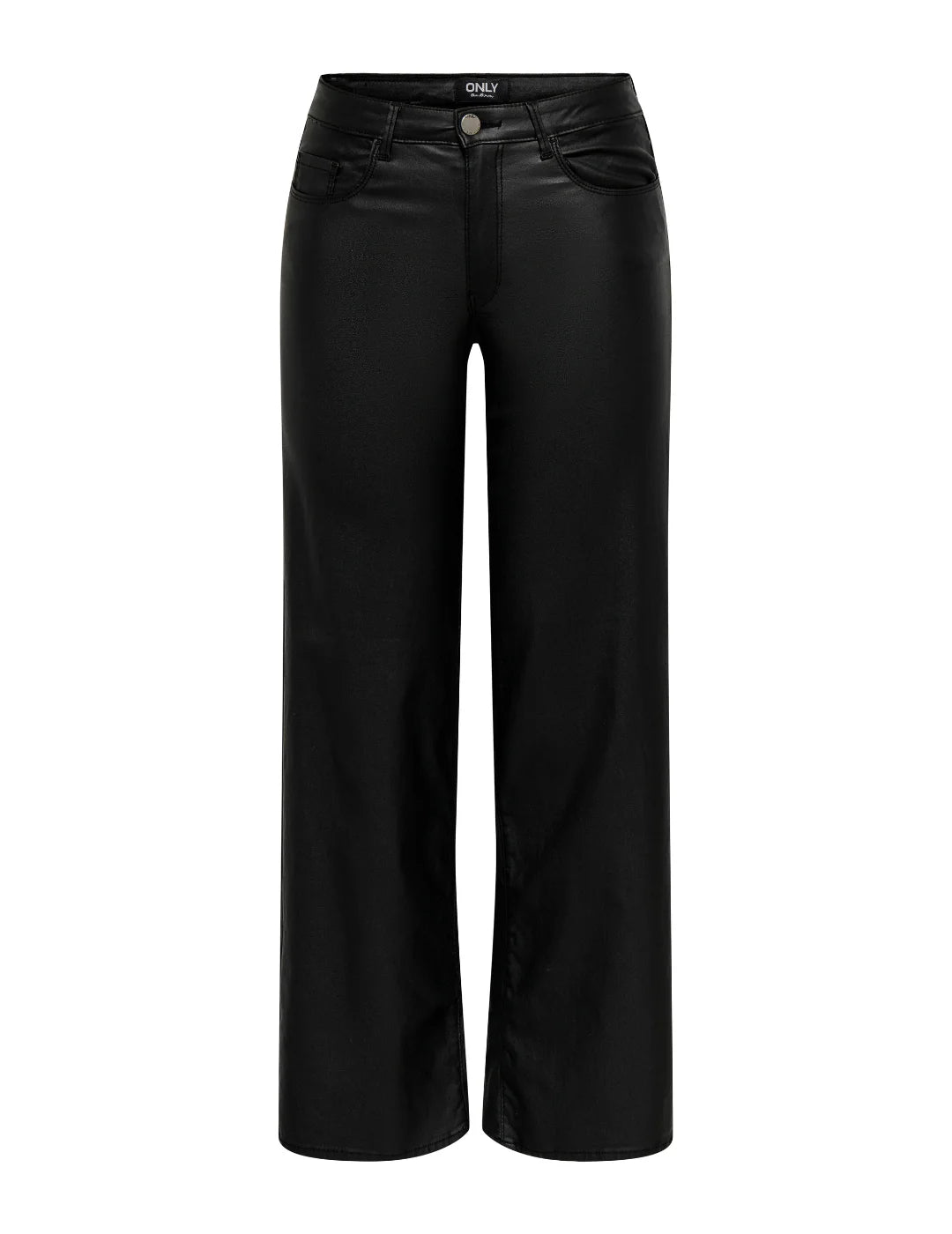 Pantalón Ancho Polipiel ONLY Alida Negro | Bicos de Fío