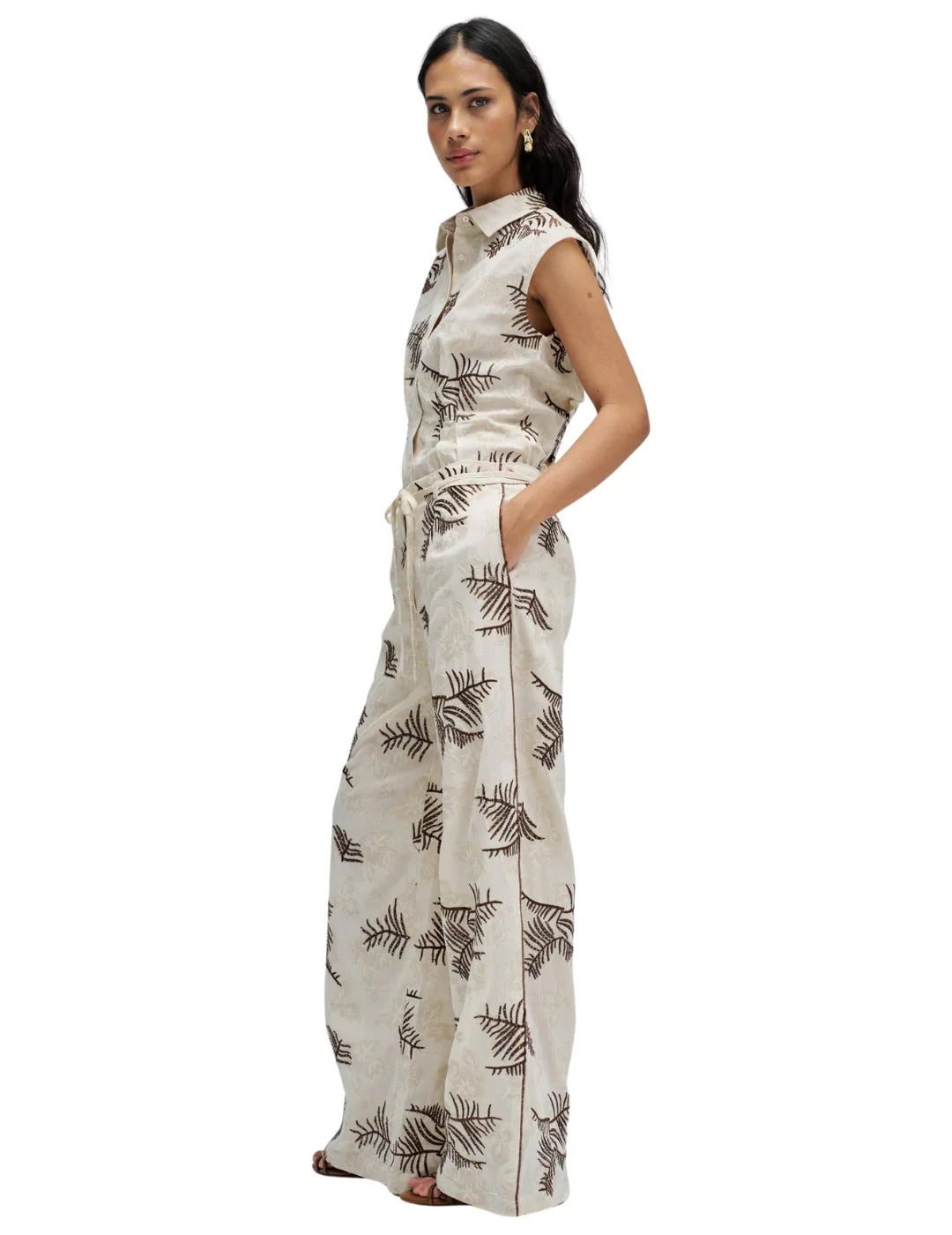 Pantalón Bordados Salsa Jeans Beige | Bicos de Fío