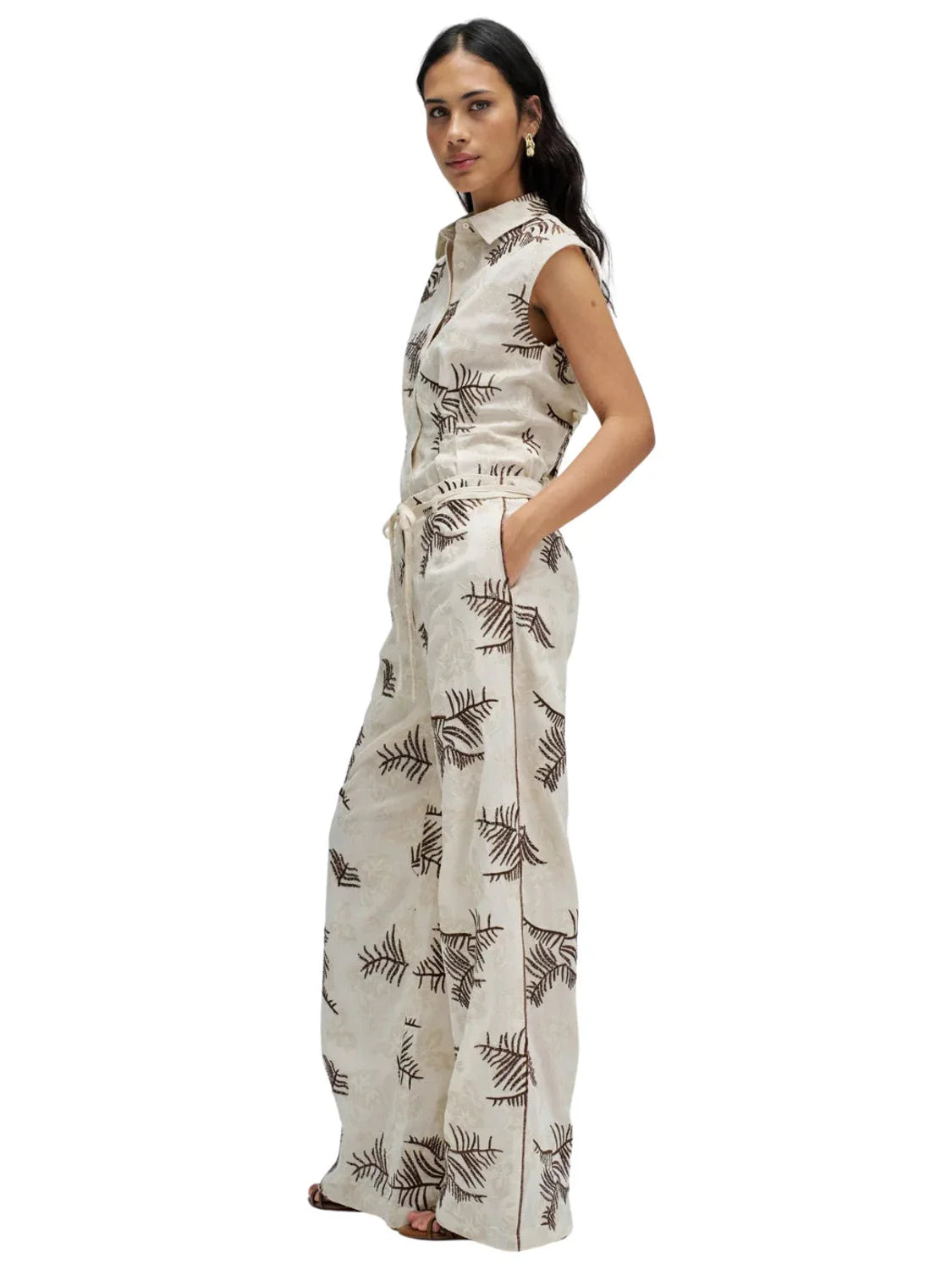 Pantalón Bordados Salsa Jeans Beige | Bicos de Fío