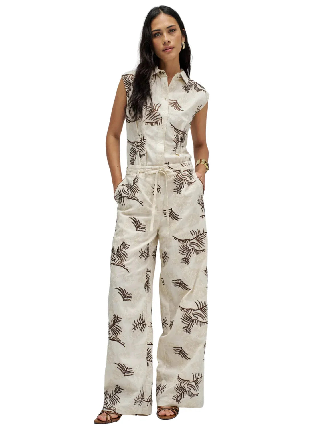 Pantalón Bordados Salsa Jeans Beige | Bicos de Fío