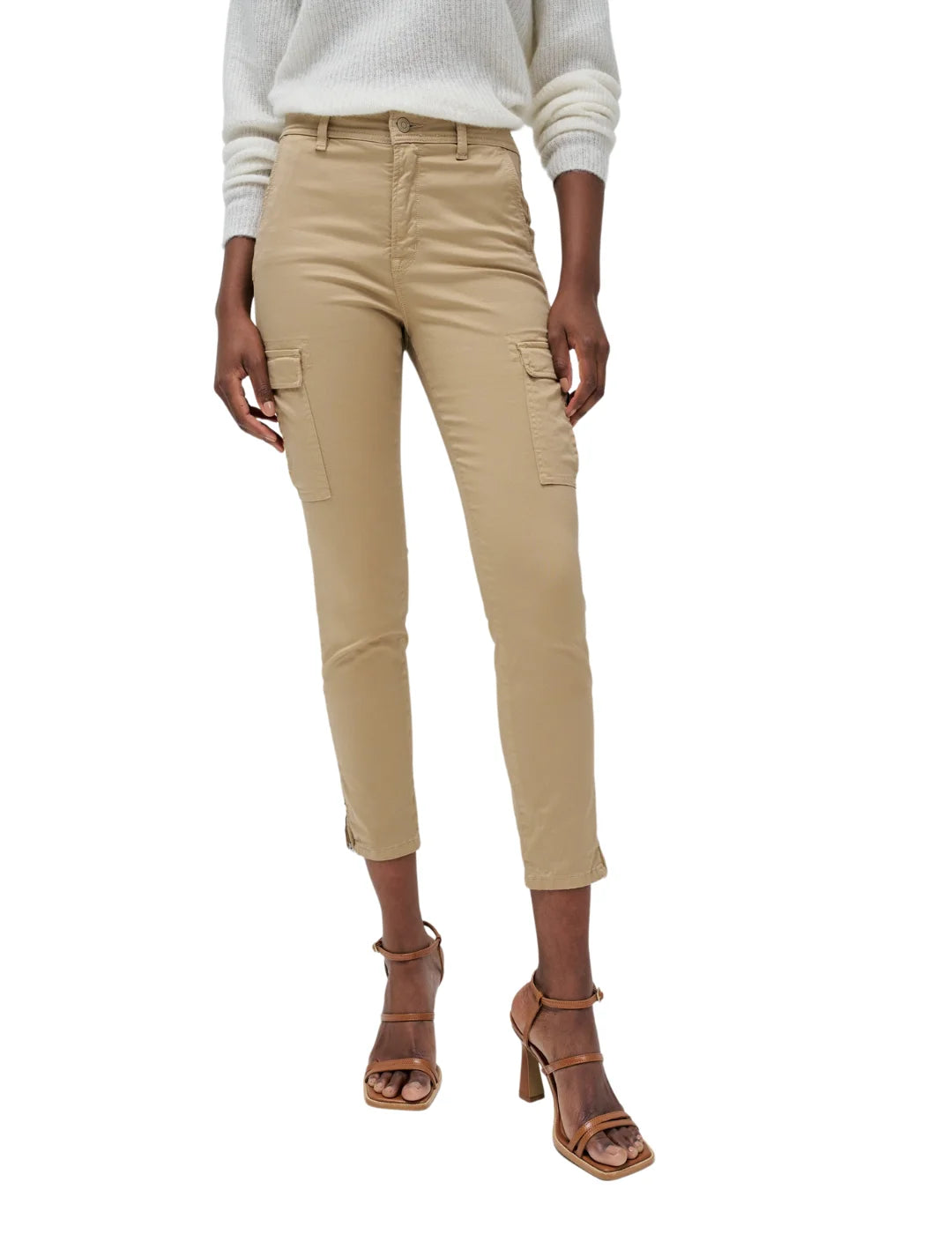 Vaqueros Cargo Salsa Jeans Faith Push In Beige | Bicos de Fío