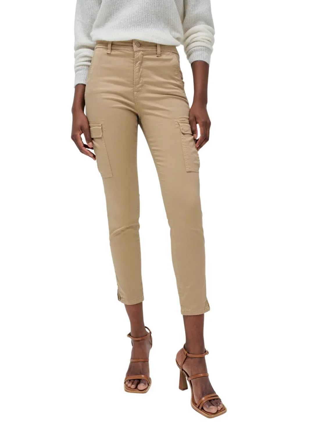 Vaqueros Cargo Salsa Jeans Faith Push In Beige | Bicos de Fío