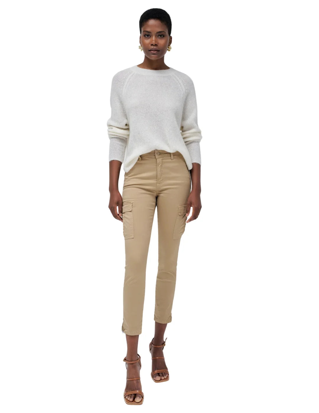 Vaqueros Cargo Salsa Jeans Faith Push In Beige | Bicos de Fío