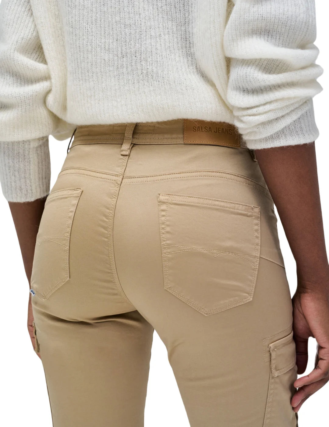 Vaqueros Cargo Salsa Jeans Faith Push In Beige | Bicos de Fío