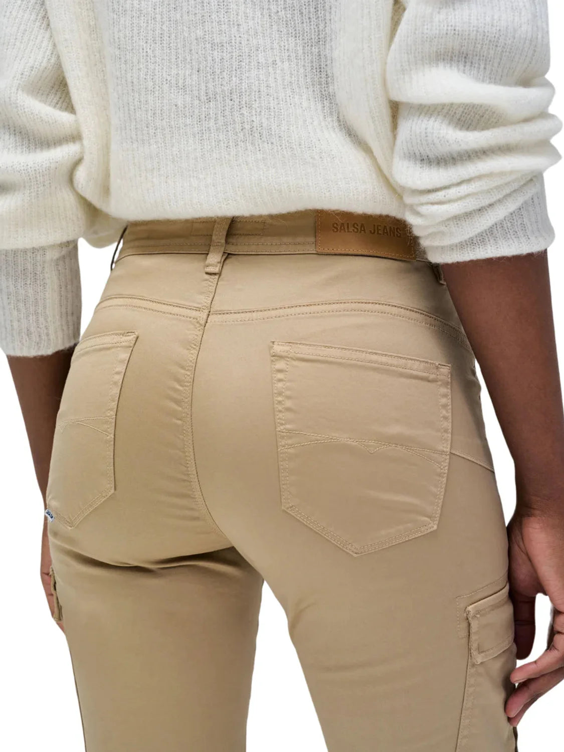 Vaqueros Cargo Salsa Jeans Faith Push In Beige | Bicos de Fío