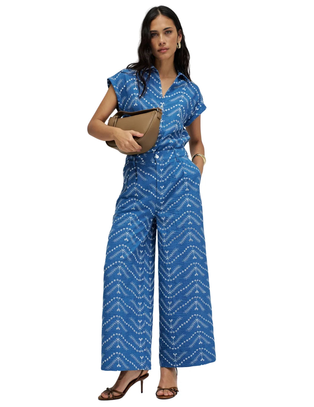 Pantalón Chino Cropped Bordados Salsa Jeans Azul | Bicos de Fío