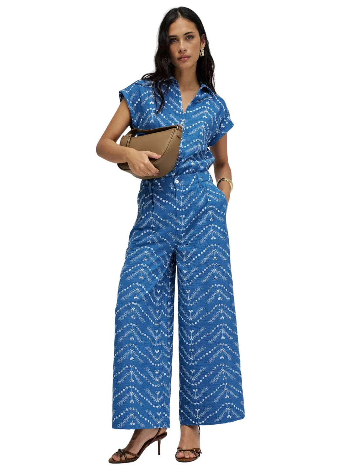Pantalón Chino Cropped Bordados Salsa Jeans Azul | Bicos de Fío