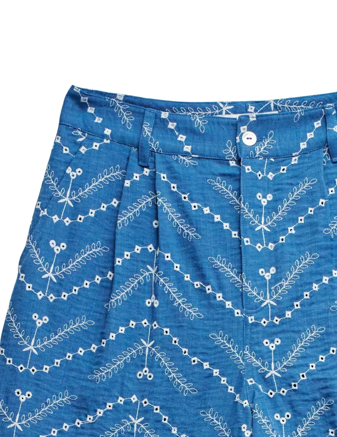 Pantalón Chino Cropped Bordados Salsa Jeans Azul | Bicos de Fío