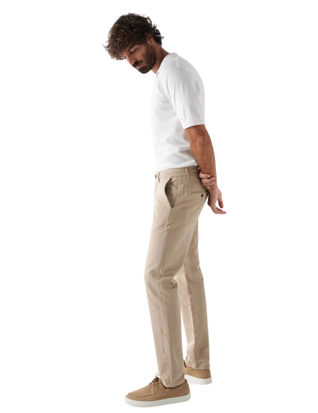 Pantalón Chino Slim Salsa Jeans S-Activ Beige | Bicos de Fío