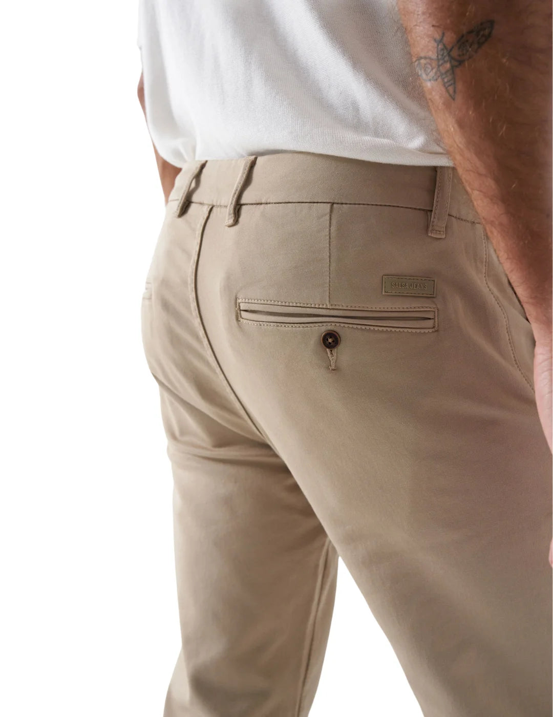 Pantalón Chino Slim Salsa Jeans S-Activ Beige | Bicos de Fío