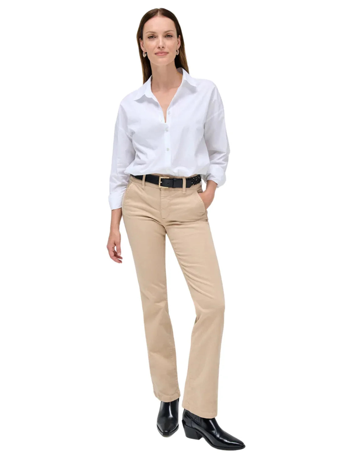 Pantalón Chino Straight Salsa Jeans Beige | Bicos de Fío