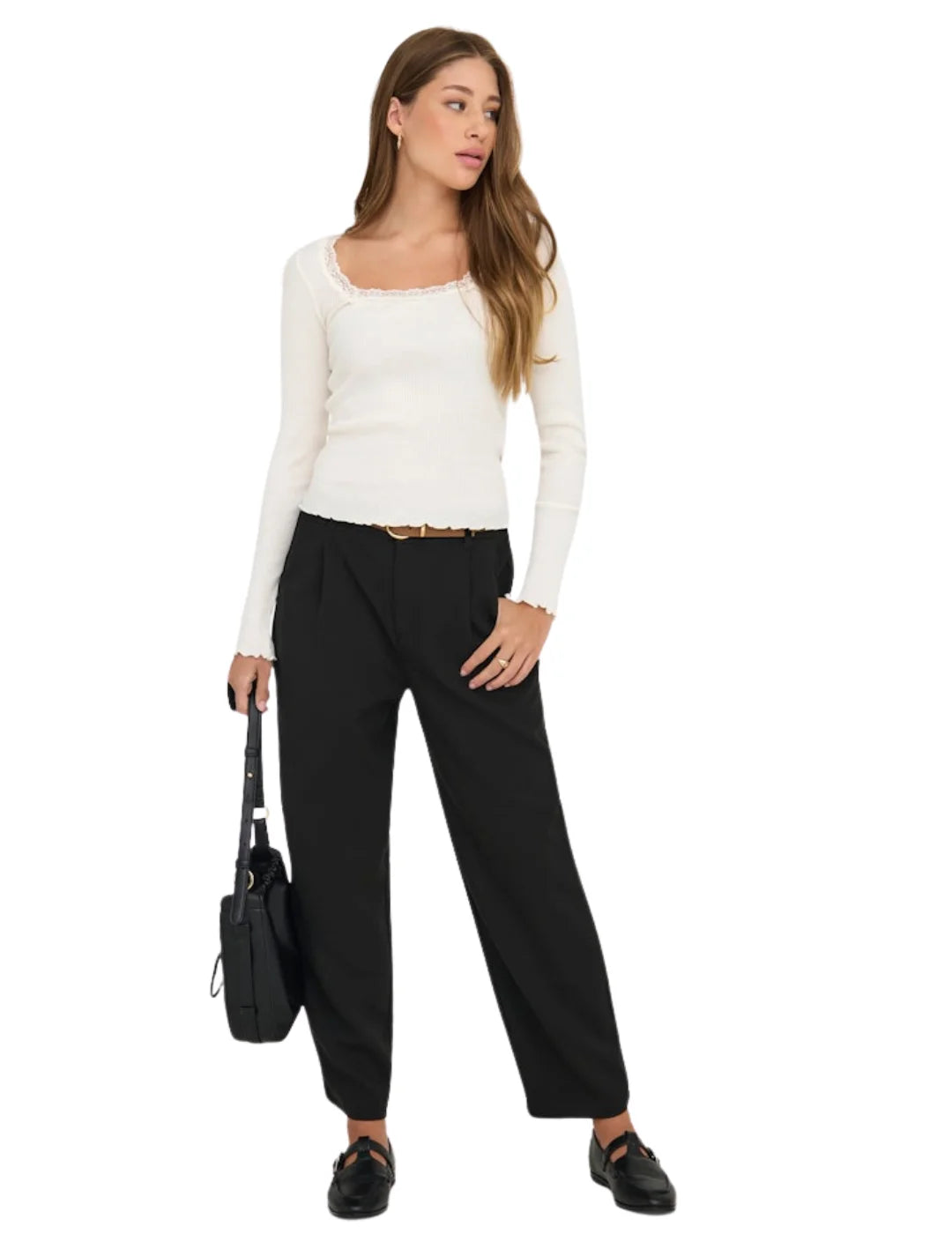 Pantalón Barrel ONLY Adi Negro | Bicos de Fío