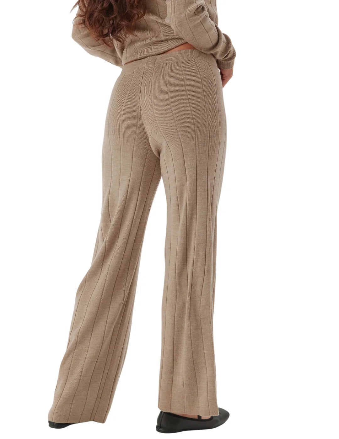 Pantalón Recto Punto Only Onltess Beige | Bicos de Fío