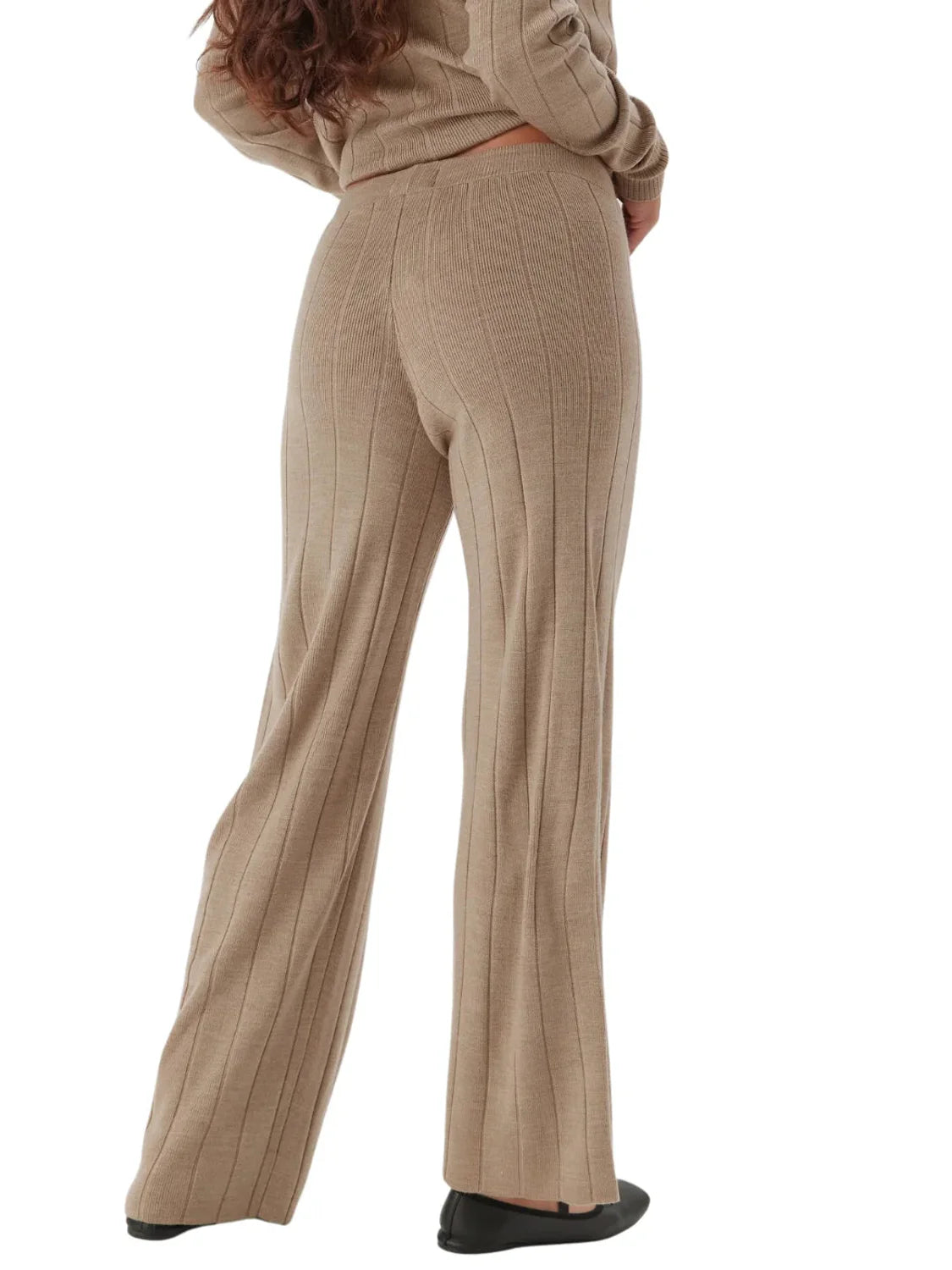 Pantalón Recto Punto Only Onltess Beige | Bicos de Fío