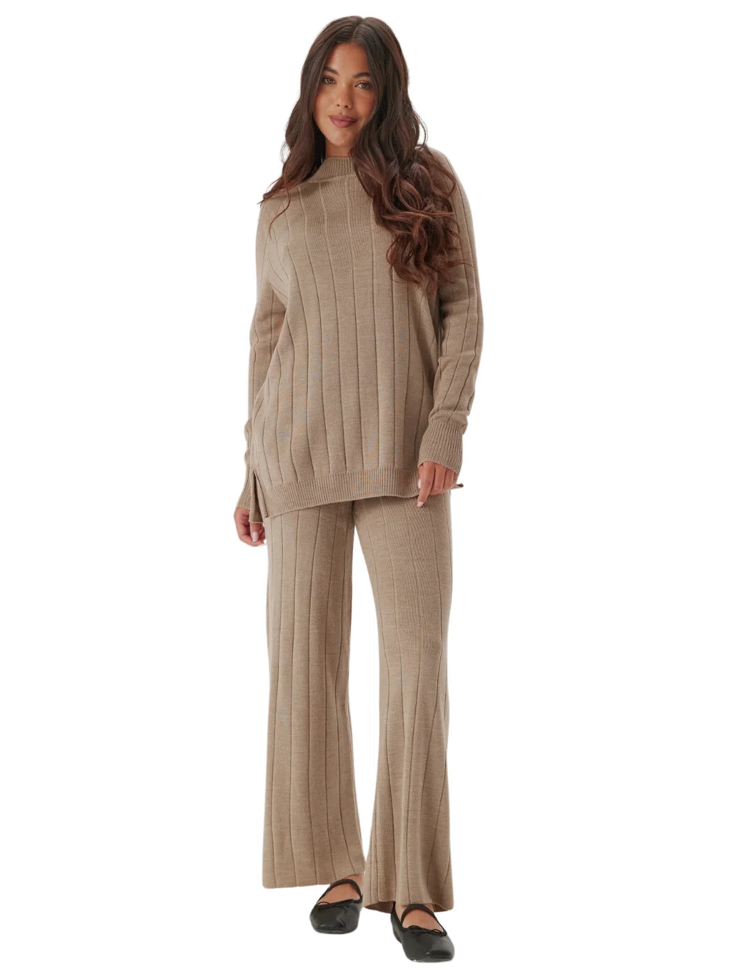 Pantalón Recto Punto Only Onltess Beige | Bicos de Fío