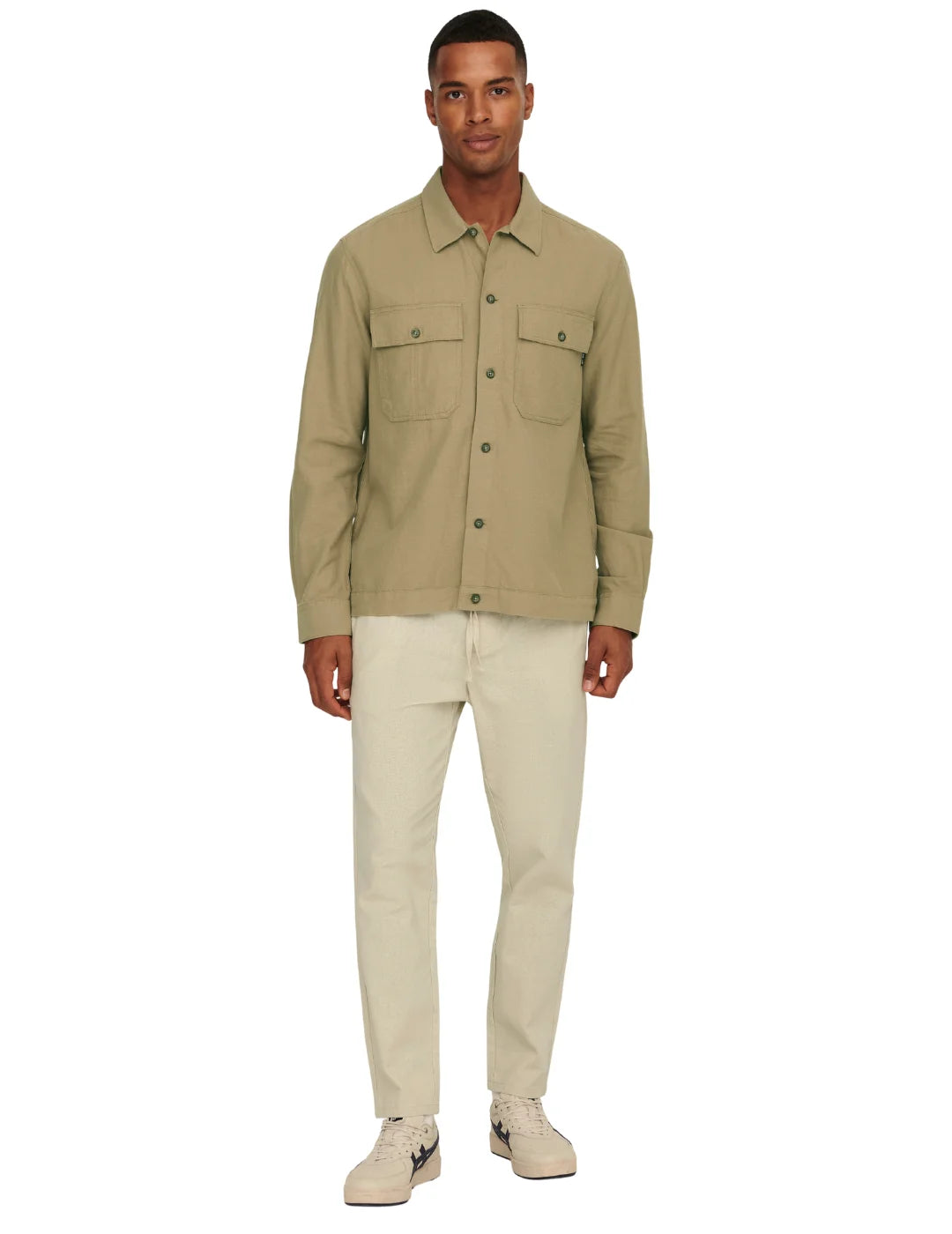 Pantalón ONLY&SONS Linus Crop 0007 Beige | Bicos de Fío