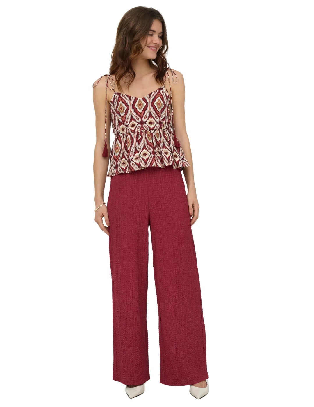 Pantalón ONLY Erikka Rojo | Bicos de Fío