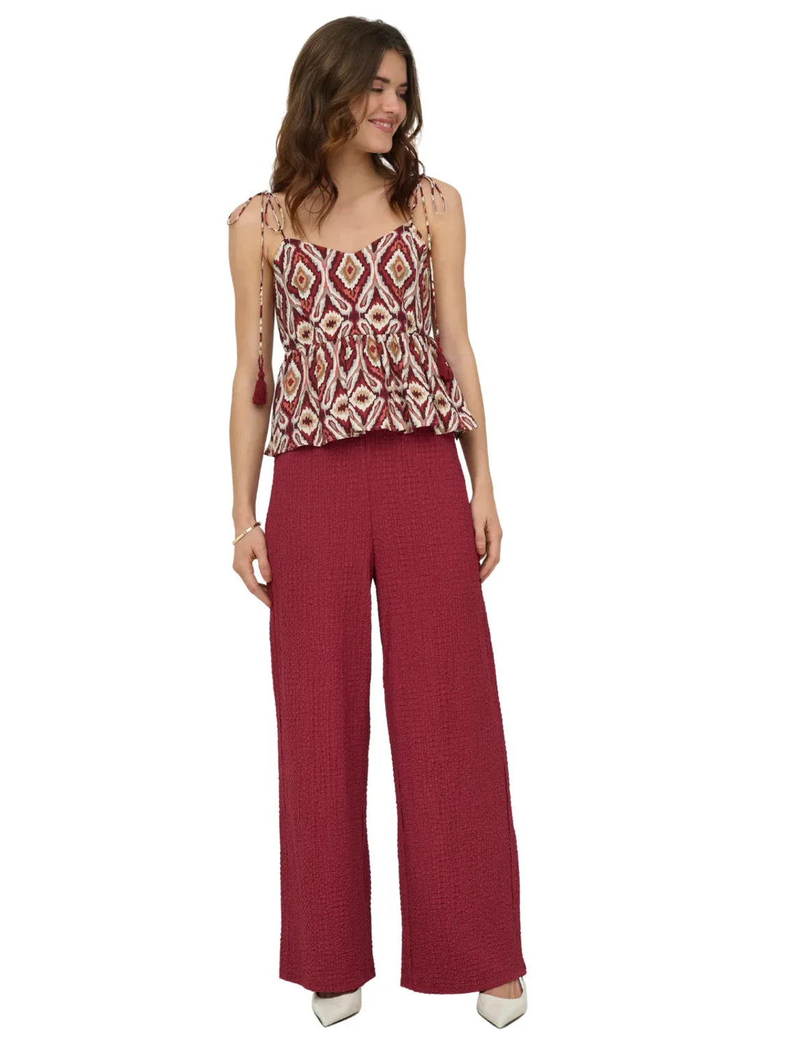 Pantalón ONLY Erikka Rojo | Bicos de Fío