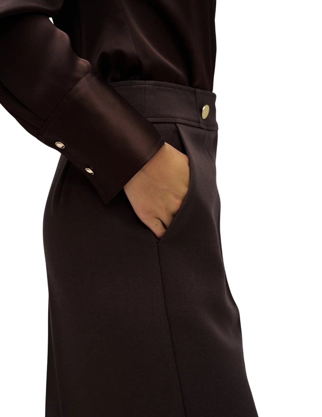 Pantalón Tela Wide Salsa Jeans Marrón | Bicos de Fío