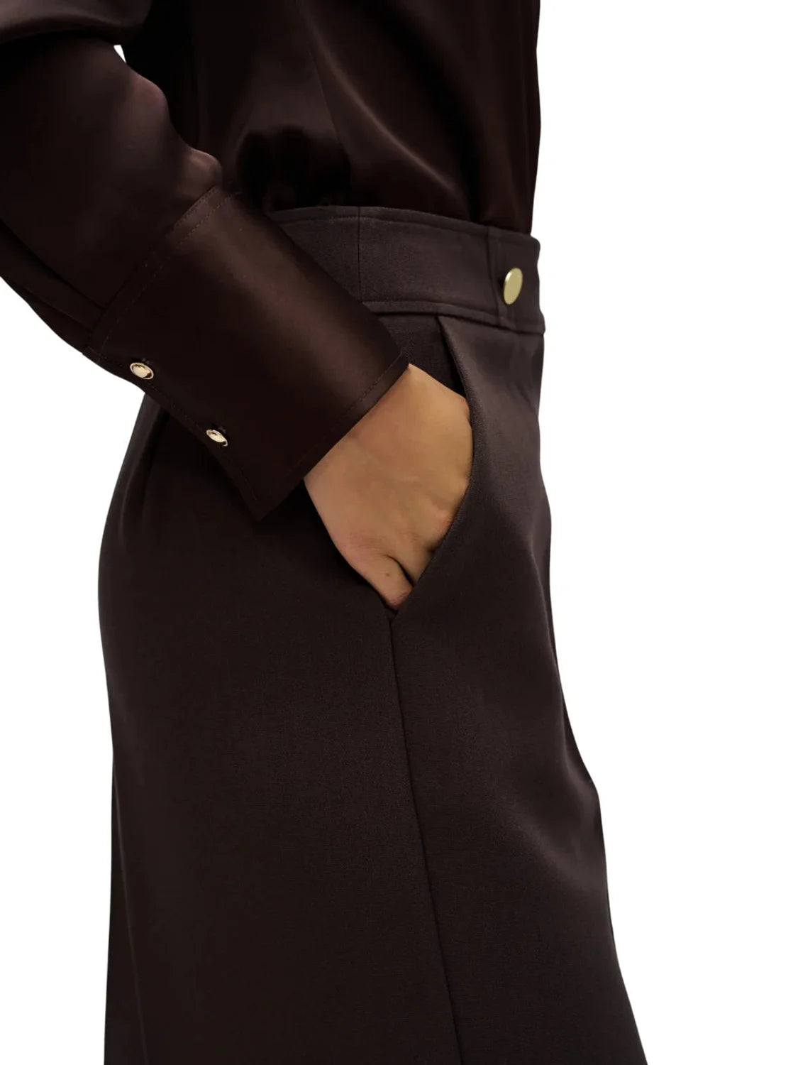 Pantalón Tela Wide Salsa Jeans Marrón | Bicos de Fío