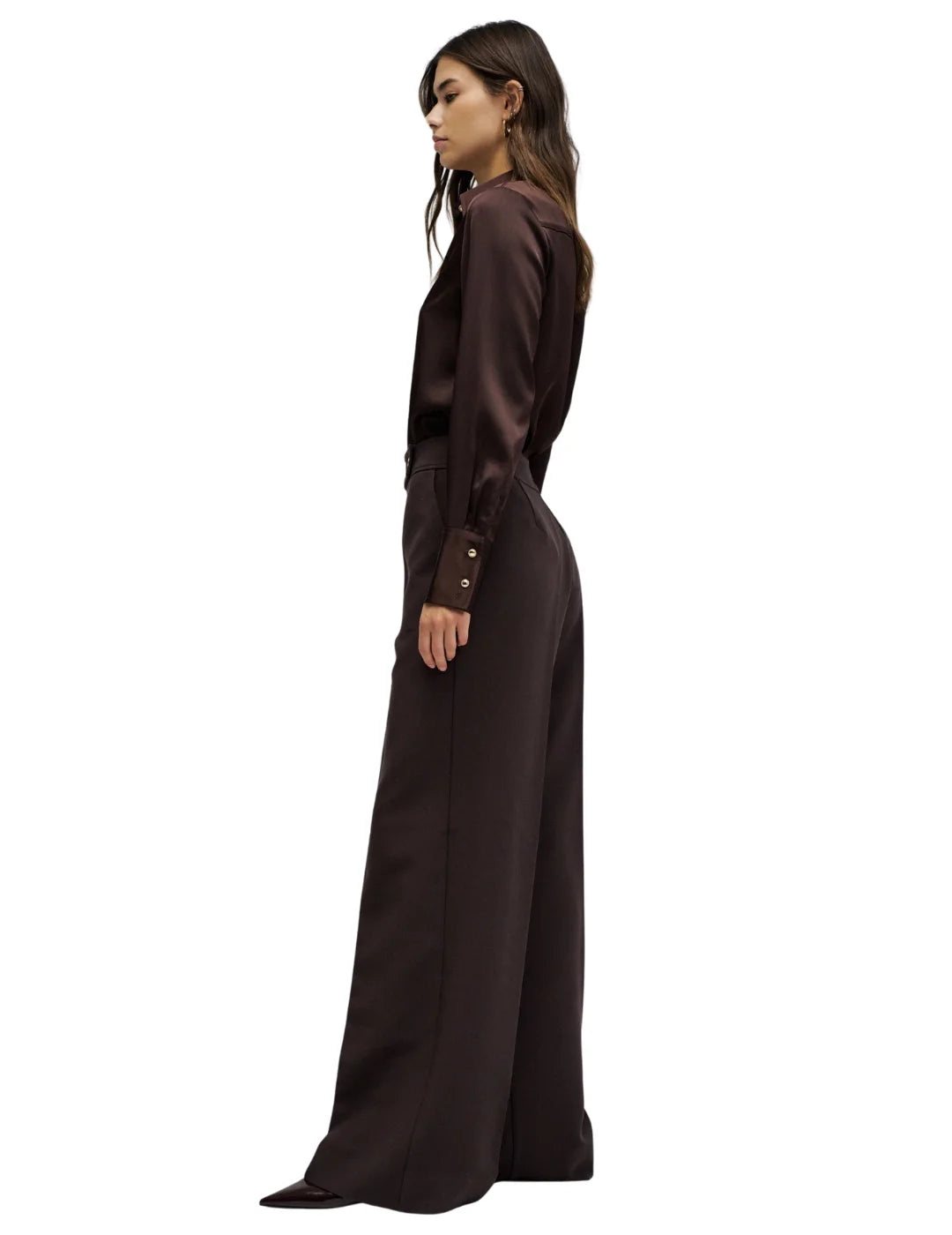 Pantalón Tela Wide Salsa Jeans Marrón | Bicos de Fío