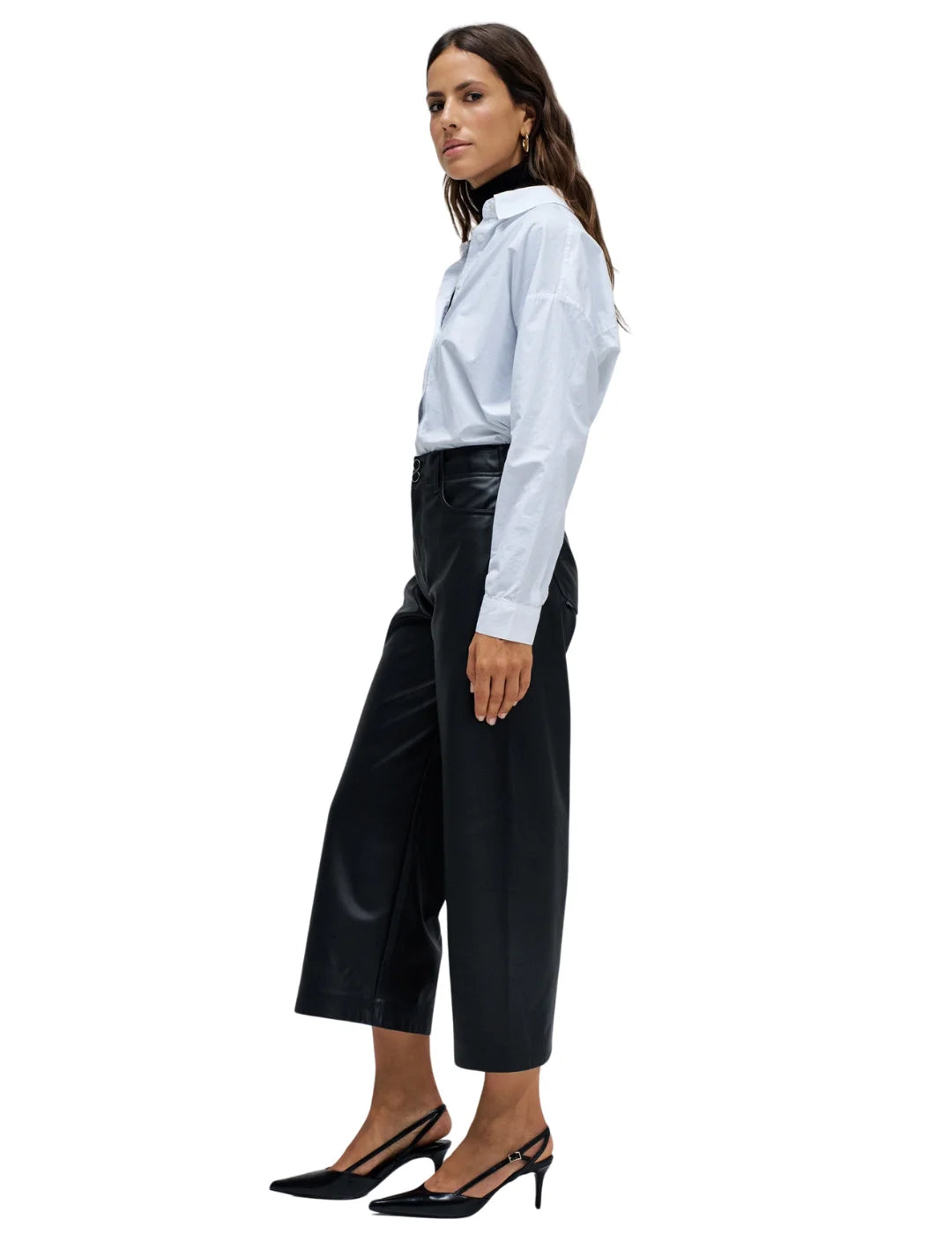Pantalón Ancho True Cropped Salsa Jeans Negro | Bicos de Fío