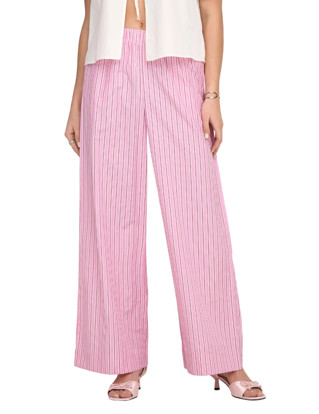 Pantalón Ancho ONLY Loris Rosa | Bicos de Fío