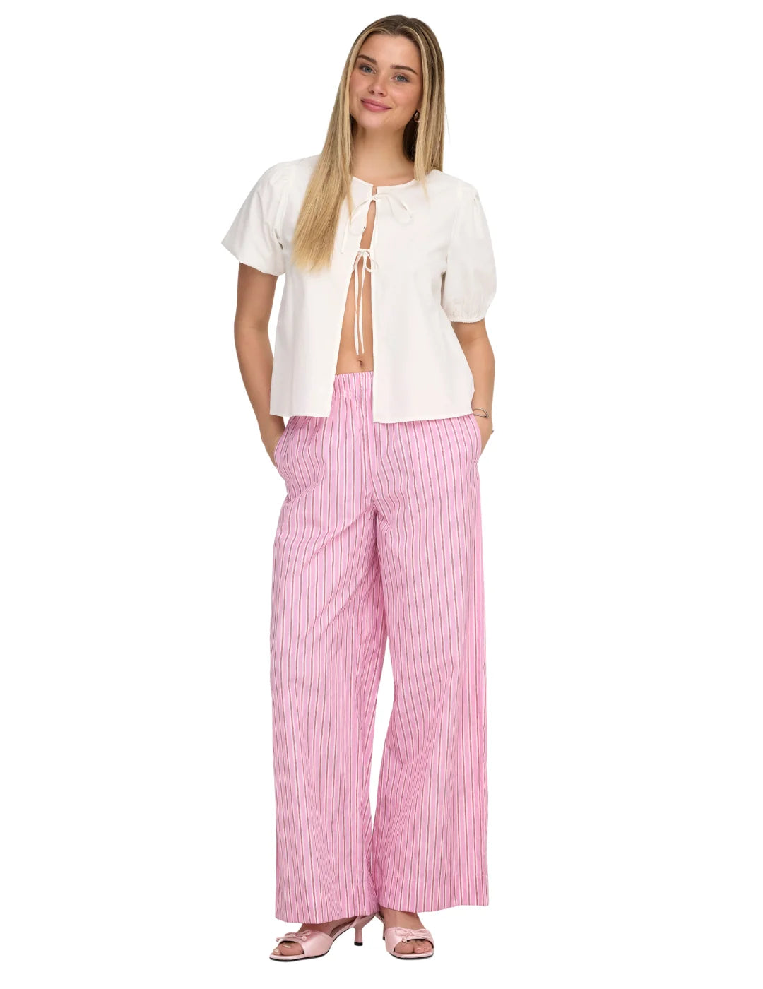 Pantalón Ancho ONLY Loris Rosa | Bicos de Fío