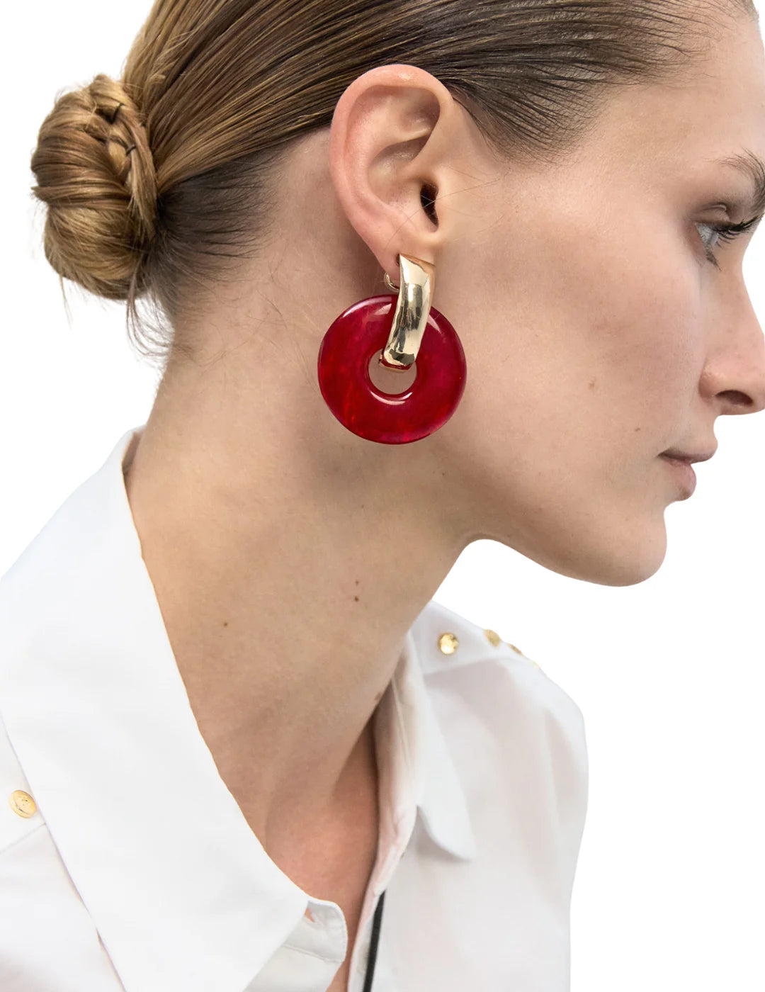 Pendientes Lola Casademunt Discos Acrílicos Rojo | Bicos de Fío